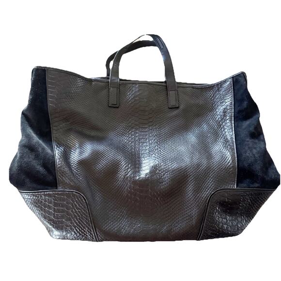 Coach Hadley Python Embossed Leather Suede Tote Bag F30963 No Strap - Picture 1 of 7